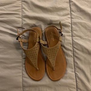 Beige sandals.